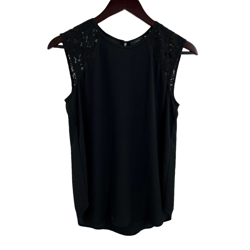 J Crew Black‎ Lace Shoulder Sleeveless Top Size 0